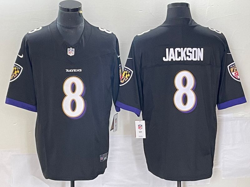 Men Baltimore Ravens #8 Jackson Black 2023 Nike Vapor Limited NFL Jersey